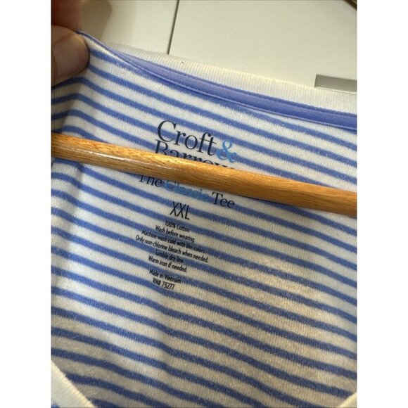Croft & Barrow Women's V- Neck Tee Shirt Top Sz XXL - Blue Thin Stripe - Picture 2 of 12
